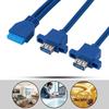 USB3.0 19PIN TO 2AF Front Motherboard Panel Mount Cable with Screw Hole (0.8 M)