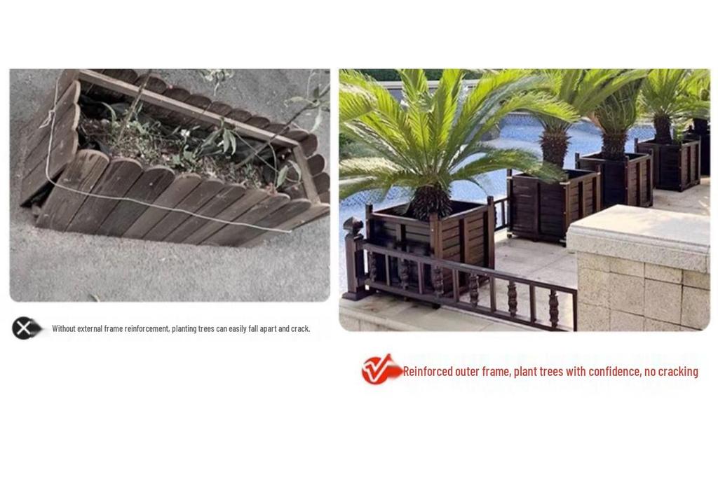 Large Anti-Corrosion Solid Wood Planter Box for Outdoor Trees and Flowers