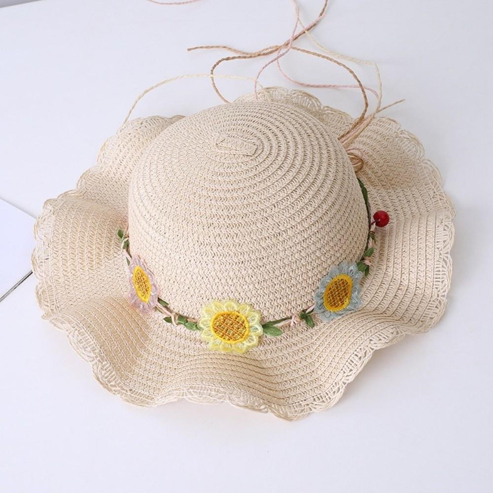 Small Daisy Straw Bag Cap Set Wide Brim Sun Hat Sunscreen Sunshade Hat for 2-10 Years Girls