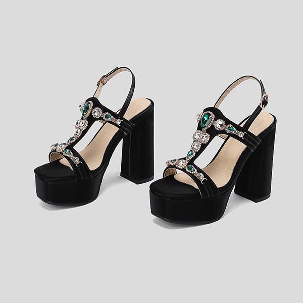 Oranžové černé dámské sandály na platformě na vysokém podpatku velká velikost 50