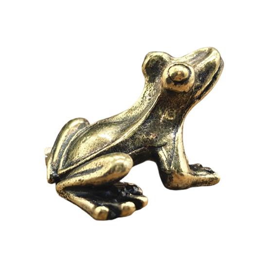 Meditation Frog Figurine Alloy Mini Zen Frog Statue Retro Miniature Frog Desktop Ornament for Home Office Drawing Room Decoration