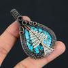 Blue Turquoise Handmade Gemstone Pendant, 999 Copper Wire Wrapped Antique Jewelry Pendant, For Engagement Gift