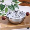Single-Person Heat-Resistant Stainless Steel Pot Wood Handle For Fruit Salad Yogurt Breakfast Kitchen Cooking Bowl