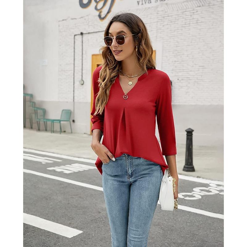 Plus Size Women's Autumn Fashion New V Neck Top