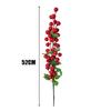 52cm Christmas Red Holly Berries Branch with Green Leaves Fake Berry DIY Garland Xmas Tree Ornaments Festival Party Home Decor