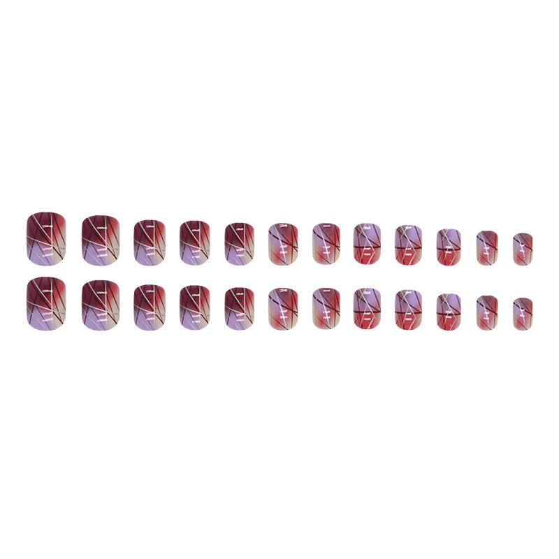 Glazed Ice-Sealed Ombre Press-On Nails: Short Style, Icy Summer European American INS Design