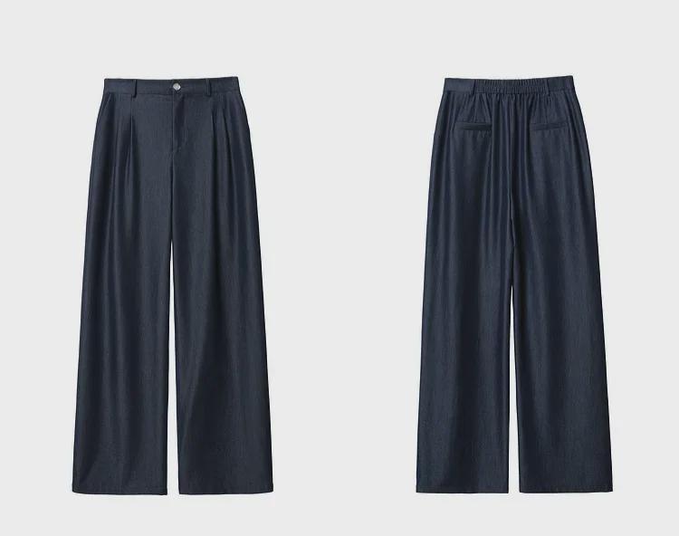 [In Stock] Plus Size Women's Retro Denim-Look Top & Wide-Leg Pants Summer Slimming Set 6160