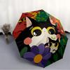 1pc Floral CatsAutomatic Folding Umbrella, Portable Collapsible Design, Casual Outdoor Accessory, for All Seasons 058
