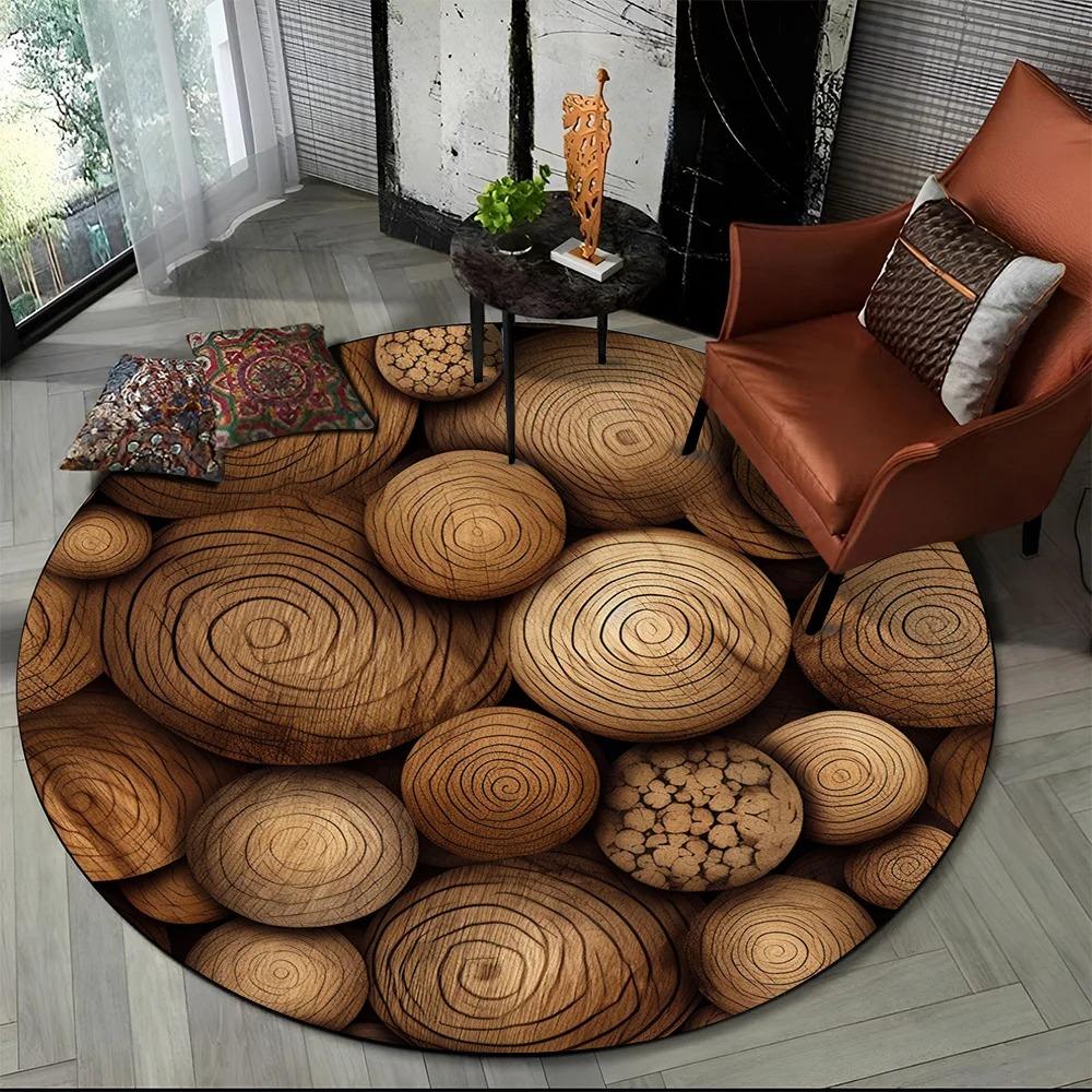 3D Color Wood Grain Lines Round Area Rug,Carpet Rug for Living Room Bedroom Sofa Child Playroom Decor,pet Non-slip Gift