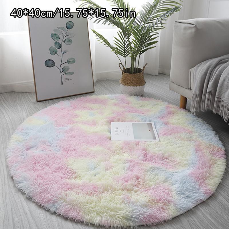 Luxury Round Soft Faux Sheepskin Fur Area Rugs Washable Wool Bedside Carpet