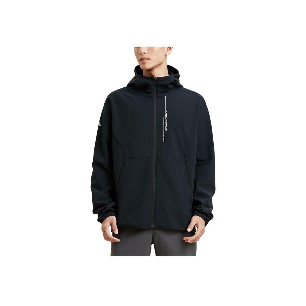 Anta Training Series Letter Zipper Hooded Jacket Men Jacket Basic-Black 952347601-4
