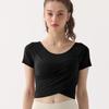 Women's Nude Feel Quick-Dry Yoga Crop Top - Short Sleeve, Sexy & Sports-Ready