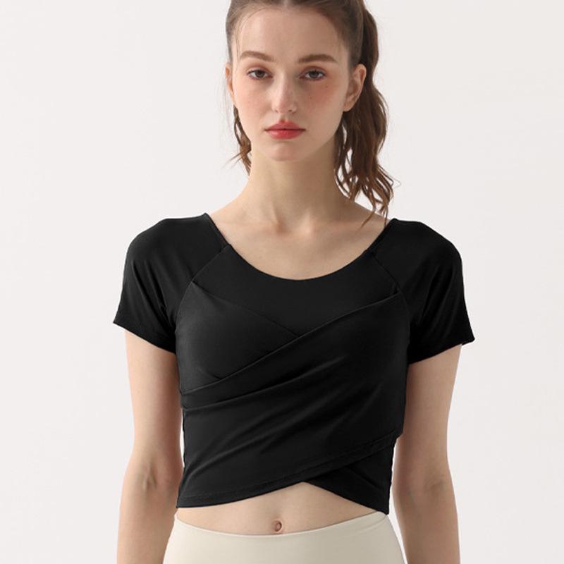 

Women s Nude Feel Quick-Dry Yoga Crop Top - Short Sleeve, Sexy & Sports-Ready L