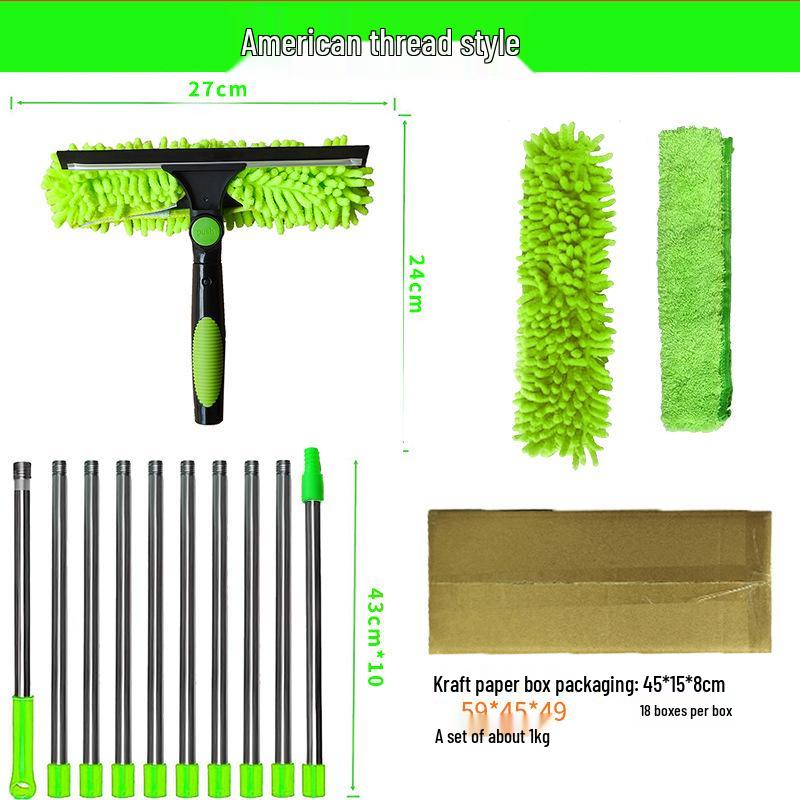 Dual-Sided High-Rise Window Cleaning Squeegee: Efficient Glass Cleaner for Easy Two-in-One Use