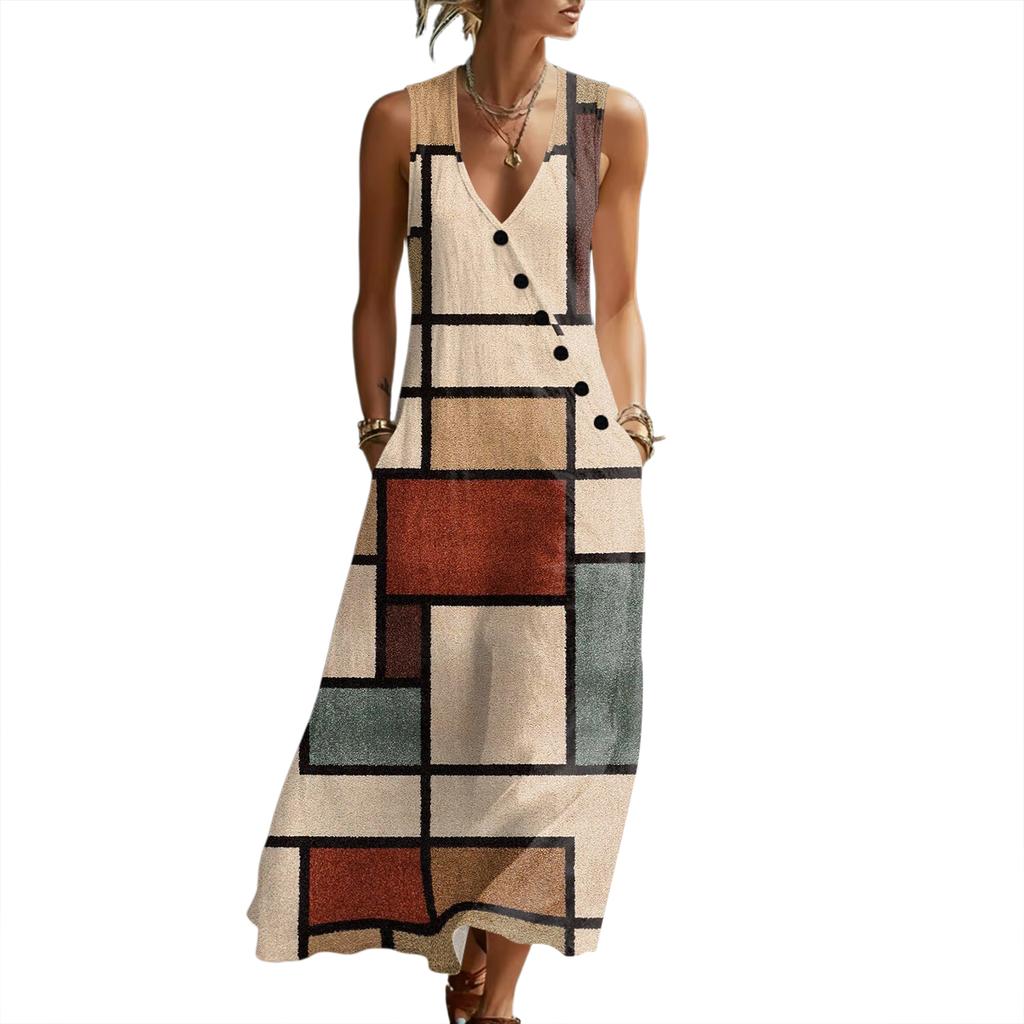 Robes d'été pour femmes Robe midi décontractée et fluide Robes d'été pour vacances à la plage Avec poches