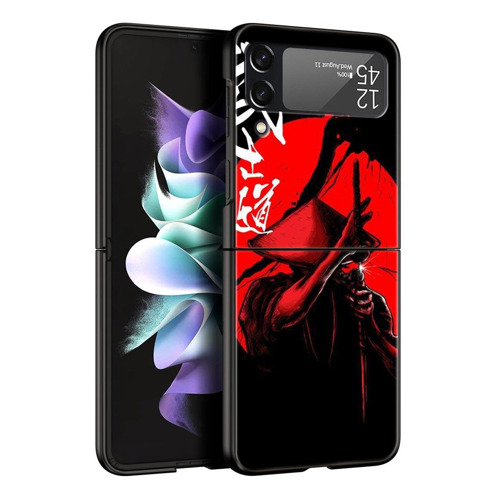 Japanese Bushido Samurai Phone Case For Samsung Galaxy Z Flip3 Flip4 Flip5 Case Shell For Z Flip 3 4 5 6 7 Hard Folding Cover