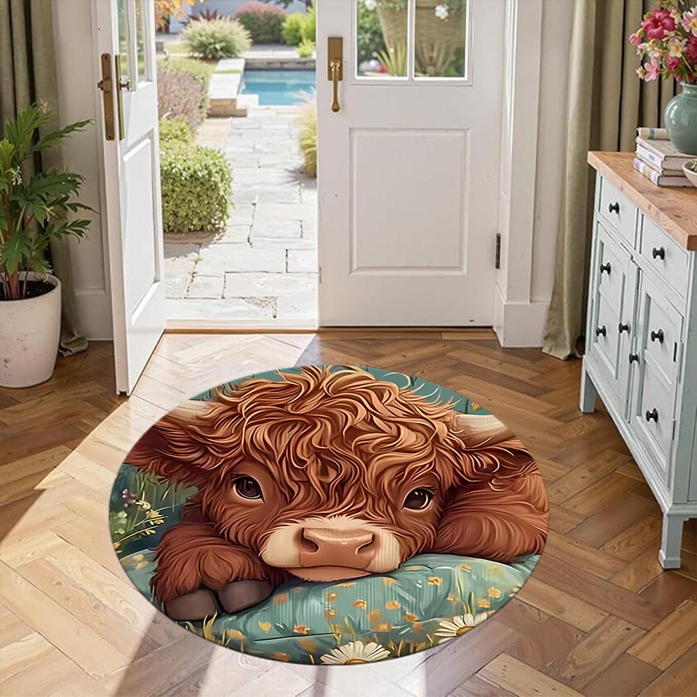 Yak Round Floor Mat Suitable for Living Rooms Study room Hallway Outdoor Antislip Round Carpet Anime Office Decor