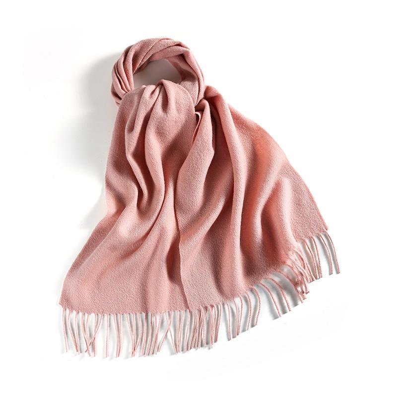 Winter Solid Color Wool Scarf for Women New Versatile Tassel Fashion Warm Neck Scarf Comfortable Real Wool Scarf