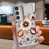 Cartoon Flowers Pattern Case For Samsung S26 S25 Ultra S24 FE S23 Plus S22 S21 A15 A16 A17 A35 A36 A37 A54 A55 A56 A57 5G Plating Lens Soft Cover