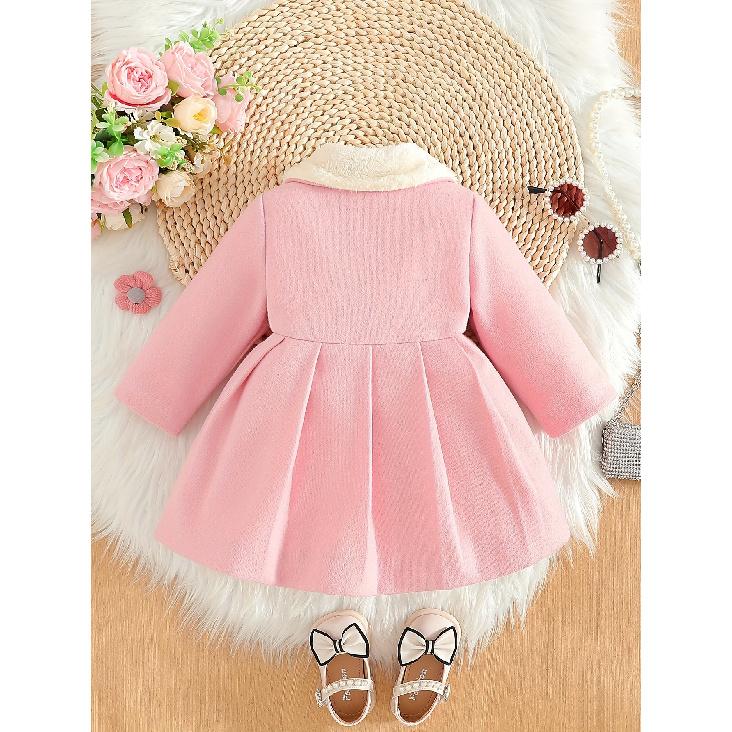 high qualityBaby Girl Clothing, Baby Products, Girls' Clothing, Fashionable And Versatile Button Jacket For Baby Girls, 0-3 Years Old, With A Long