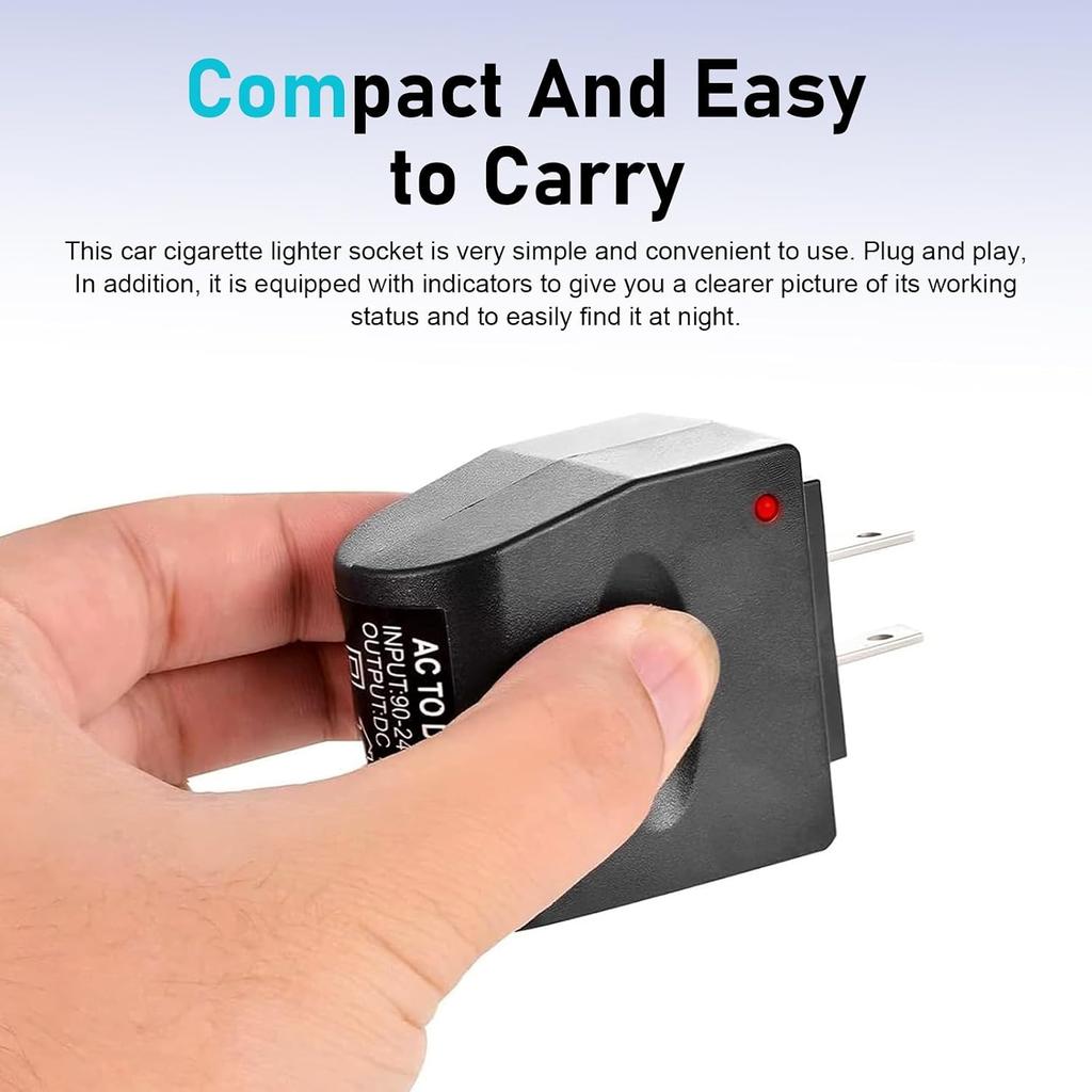 Convertitore di Alimentazione AC-DC Universale, Adattatore Presa Accendisigari Auto 220 V a 12 V, Trasformatore con Spina a Muro per Uso Domestico, Inverter di Alimentazione Plug and Play