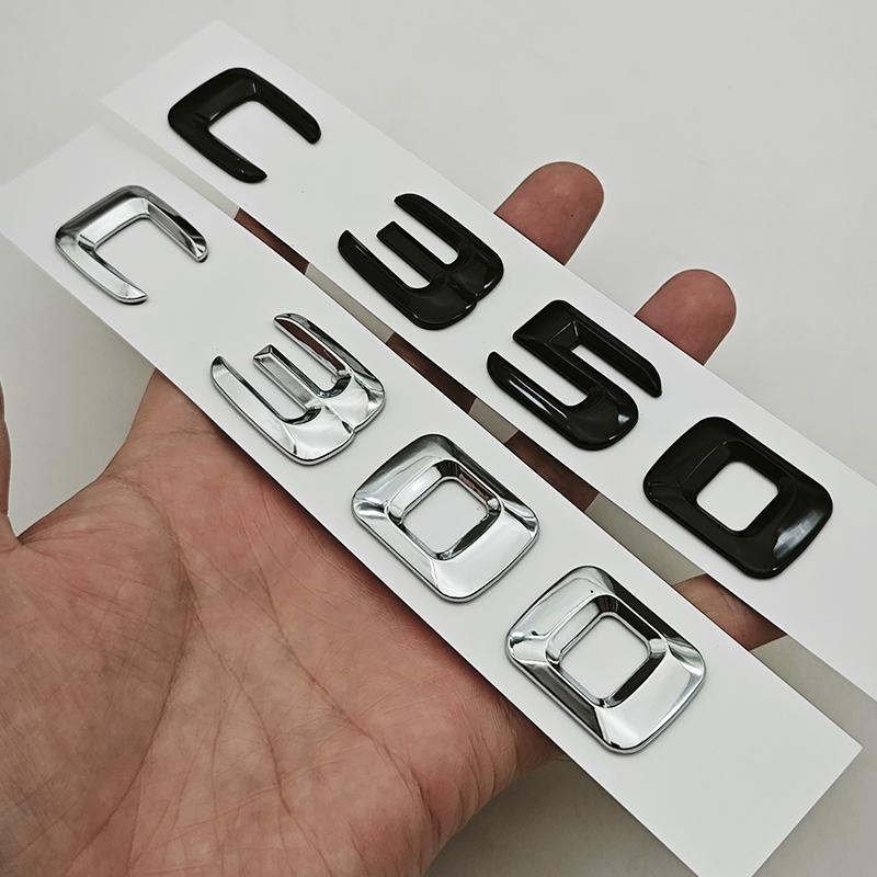 3D ABS Car Letters Logo C300 C350 4MATIC Rear Trunk Badge Sticker Decals For Mercedes Benz C Class C300 C350 W205 Tail Marking