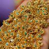 5Pcs, Natural Stone Raw Green Turquoise Gemstone Pendant With Golden Accents, Bohemian Style Handmade Flower Charms for Jewelry Making DIY 7×9mm