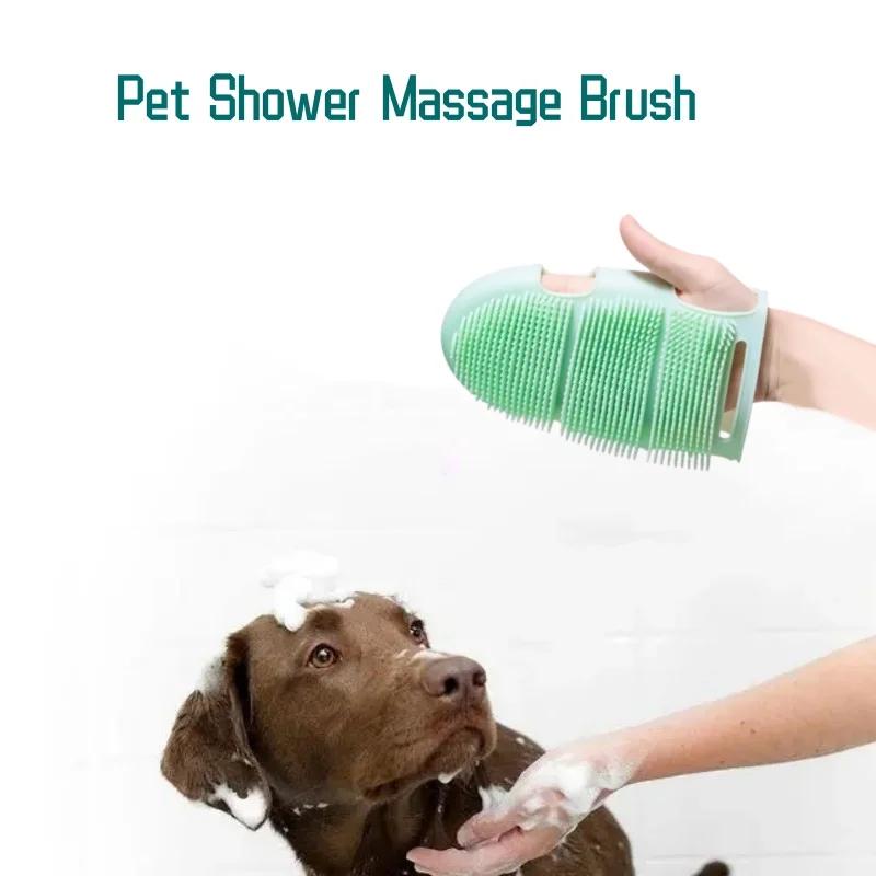 Bathroom Pet Dog Cat Puppy Bathing Brush Soft Silicone Massager Gloves Shower Gel Clean Tools Comb Cleaning Grooming Supplies