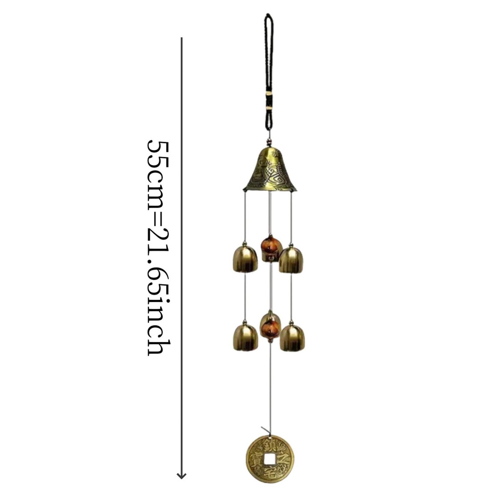 

6 Copper Lucky metal Bells Outdoor Metal Wind Chimes Yard Garden Hanging Ornament Decor Home Art Ambience Hanging Decoration One Size