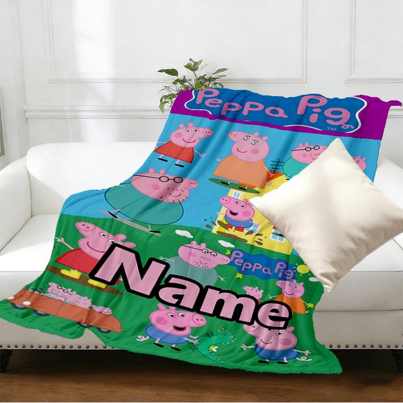 Custom Name Personalized Pink Pig Print Blankets, Home Decor, Bedroom, Sofa, Camping, Couch, Gifts for Birthday Christmas