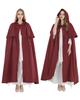 [Kami-Yu-Hyaku] Long Witch Cape with Hood, Medieval Vintage Cloak for Halloween Cosplay (Red, L)