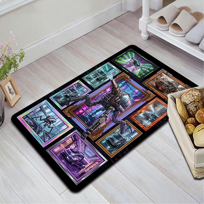 Robotic Future City Pattern Rug Floor Mat for Living Room or Bedroom Soft and Comfortable Carpet a Gift for Birthday and Holiday.