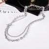Titanium steel double-layer thick chain ot buckle necklace men and women versatile fashion street hiphop personalized jewelry necklace tide