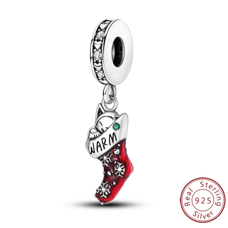 Christmas Series Charms Beads Copper Christmas Tree Snowman Elk Charm Fit Original Bracelet Pendent Women Jewelry