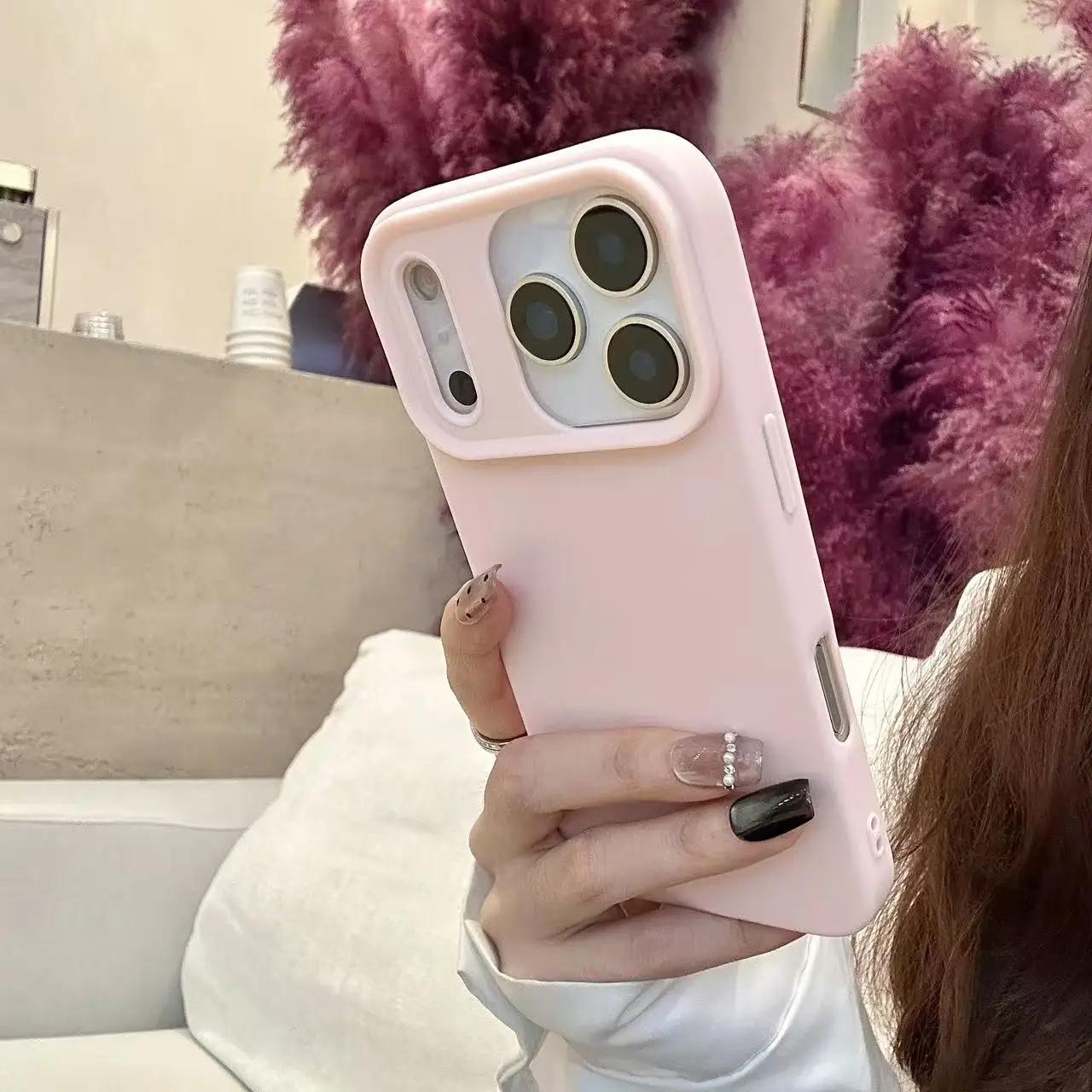 Schlanke einfarbige mattierte weiche Flüssigsilikonhülle für iPhone 17 Air 16 15 Plus 14 13 12 11 Pro Max stoßfeste Schutzhülle iPhone Air rosa