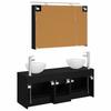 Bathroom Furniture Set 4 Pcs Black Oak Engineered Wood and Glass