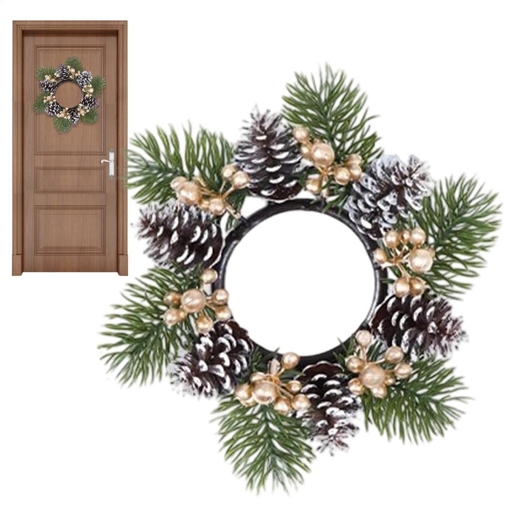 Weihnachtskranz Künstliche Beeren Tannenzapfen Kiefer Kerzenständer Kränze Girlande Kerzenring Tisch Haus Party Dekoration