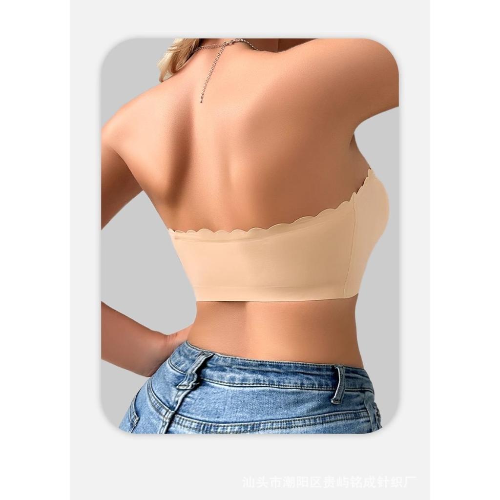 Large Size Front Button Underwear, Thin Design, Gathered Small Chest, Wrapped Around Chest, Invisible Transparent Strapless, Strapless