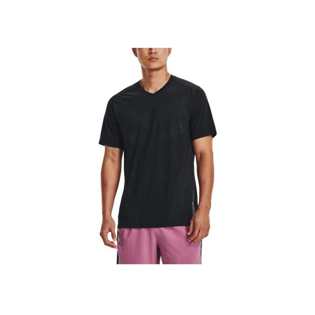 Under Armour Solid Color Slim Fit Running Short Sleeve T-Shirt Men Tops Black 1375267-001