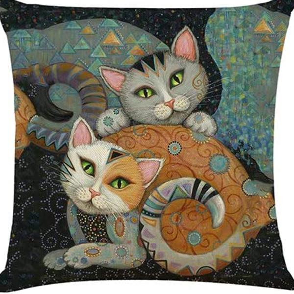 Kitten Gift Pillowcase Cute Pet Printed Linen Pillow Cushion Cover Bedside Living Room