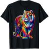 Lebendiges buntes Tiger Kunst T-Shirt Regenbogen Wildkatze Tier T-Shirt für Männer Frauen Kinder