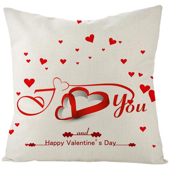 Home Pillowcase Valentine's Day Red Heart Print Series Polyester Pillowcase Cushion Cover