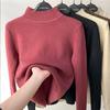 One Piece Velvet Fabric, High Neck Sweater for Women In Autumn and Winter, with Thickened Velvet Lining and A Base Knit Sweater
