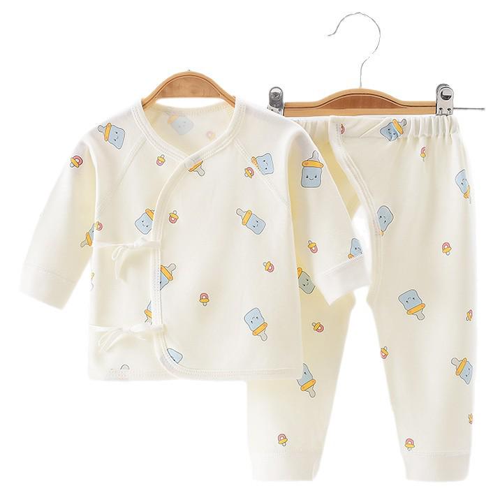 Set Haine Bumbac Toamnă Bebeluș: Salopetă Velcro pentru Nou-născut cu Croi Deschis