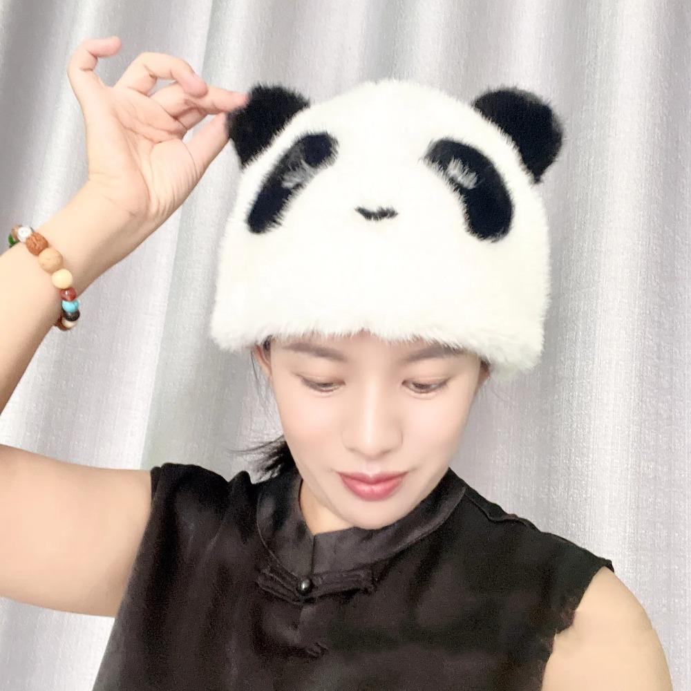 Süße Winter-Panda-Mütze Dicke Plüsch-Warme Mützen Ohrenschützende Beanie Mützen Outdoor