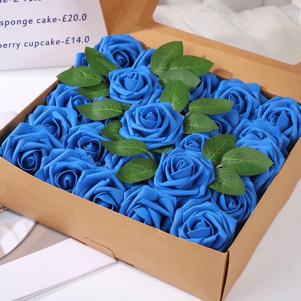 8cm Foam Rose Artificial Flower with Stem for Weddings and Valentine's Day