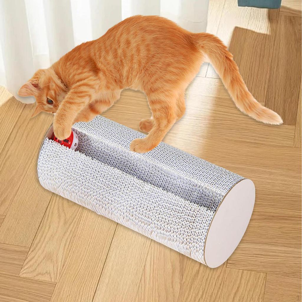 Cat Scratching Board with Bell Ball Post Corrugated Cardboard for Indoor Cats