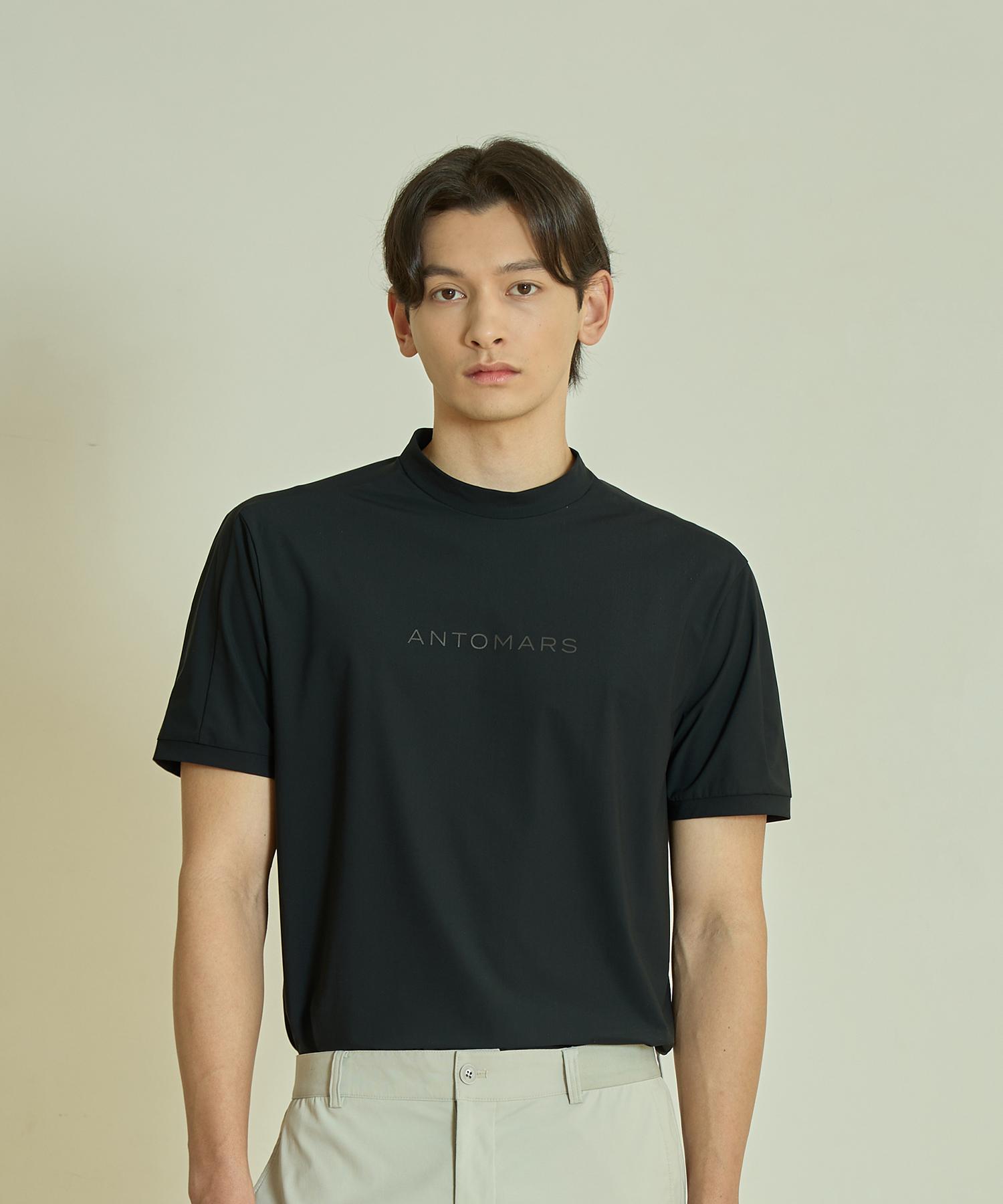 Antomas Tricot Mock Neck Short Sleeve T-Shirt Men S - Black L