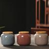 Ceramic Mini Jar with Wooden Lid Sealed Storage Box Portable Travel Tea Cans Kitchen Food Storage Containers Cans Bottle Boxes