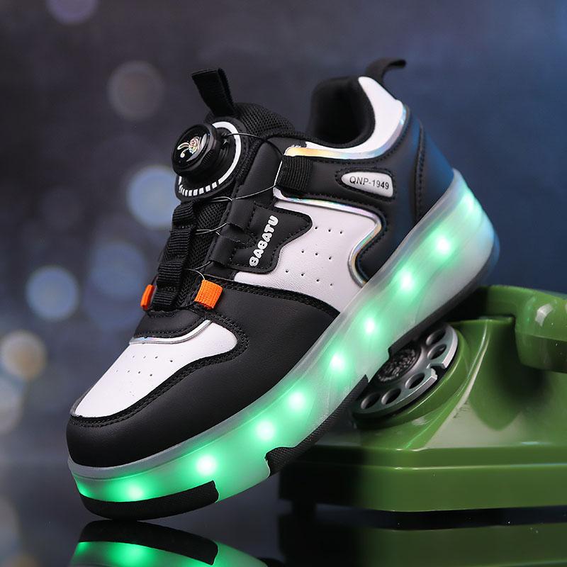 Kid's Luminous  Sneakers Sneakers Led Light Shoes Children's Kids Boys Girls USB Charging Glowing Wheels Parkour Roller Skate Shoes